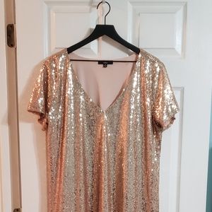 GLITTER GLAM...LULU'S, 1X, COCKTAIL DRESS, GOLD SEQUINED